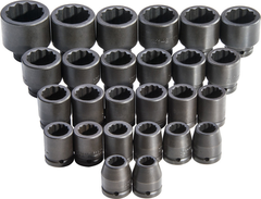 Proto® 3/4" Drive 26 Piece Metric Impact Socket Set - 12 Point - First Tool & Supply