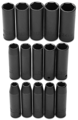 Proto® 1/2" Drive 15 Piece Impact Metric Thin Wall Socket Set - 6 Point - First Tool & Supply