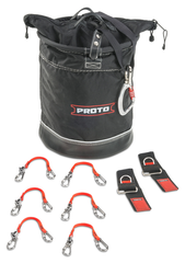 Proto® Tethering D-Ring Lift Bucket (300 lbs Weight Capacity) with D-Ring Wrist Strap System (2) JWS-DR and (6) JLANWR6LB - First Tool & Supply