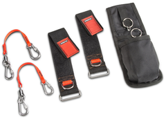 Proto® Tethering D-Ring Pouch Set with Two Pockets, Retractable Lanyard, and D-Ring Wrist Strap System with (2) JWS-DR and (2) JLANWR6LB - First Tool & Supply