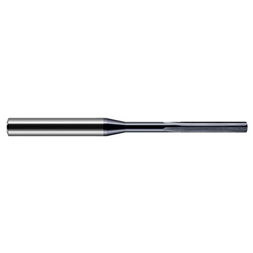 Miniature Reamers - 0.0205″ Reamer Diameter × 0.1400″ (9/64″) Margin Length Carbide Reamer, 4 Flutes, AlTiN Coated - Exact Industrial Supply