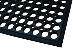 3' x 5' x 1/2" Thick Drainage MatÂ - Black - Grit Coated - First Tool & Supply