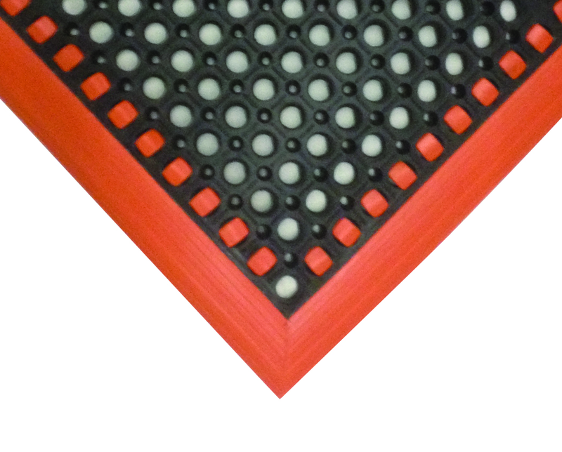 40" x 124" x 7/8" Thick Safety Wet / Dry Mat - Black / Orange - First Tool & Supply