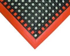 40" x 124" x 7/8" Thick Safety Wet / Dry Mat - Black / Orange - First Tool & Supply