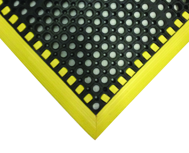 40" x 124" x 7/8" Thick Safety Wet / Dry Mat - Black / Yellow - First Tool & Supply