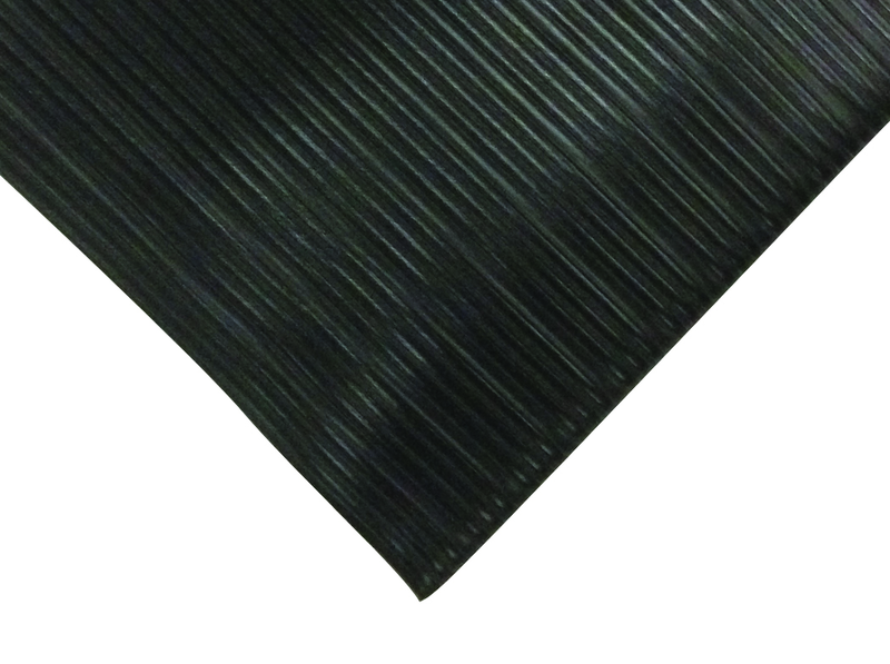 6' x 60' x 3/8" Thick Soft Comfort Mat - Black Standard Ribbed - First Tool & Supply