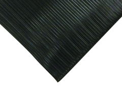 3' x 60' x 3/8" Thick Soft Comfort Mat - Black Standard Ribbed - First Tool & Supply