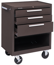 3-Drawer Roller Cabinet w/ball bearing Dwr slides - 35'' x 18'' x 27'' Brown - First Tool & Supply