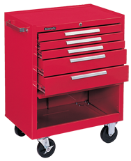 5-Drawer Roller Cabinet w/ball bearing Dwr slides - 35'' x 20'' x 29'' Red - First Tool & Supply
