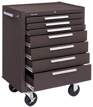 7-Drawer Roller Cabinet w/ball bearing Dwr slides - 35'' x 18'' x 27'' Brown - First Tool & Supply