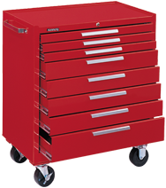 8-Drawer Roller Cabinet w/ball bearing Dwr slides - 40'' x 20'' x 34'' Red - First Tool & Supply