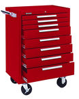 8-Drawer Roller Cabinet w/ball bearing Dwr slides - 39'' x 18'' x 27'' Red - First Tool & Supply