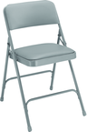 Upholstered Folding Chair - Double Hinges, Double Contoured Back, 2 U-Shaped Riveted Cross Braces, Non-marring Glides; V-Tip Stability Caps; Upholstered 19-mil Vinyl Wrapped Over 1¼" Foam - First Tool & Supply