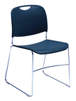 HI-Tech Stack Chair --11 mm Steel Rod Chrome Plated Frame Injection Molded Textured Plastic Non-fading Seat/Back - Navy - First Tool & Supply