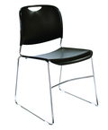 HI-Tech Stack Chair --11 mm Steel Rod Chrome Plated Frame Injection Molded Textured Plastic Non-fading Seat/Back - Black - First Tool & Supply