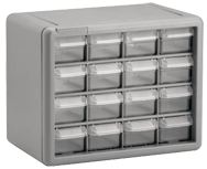 8-1/2 x 6-3/8 x 10-9/16'' (16 Compartments) - Plastic Modular Parts Cabinet - First Tool & Supply