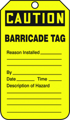 Barricade Tag, Caution Barricade Tag, 25/Pk, Plastic - First Tool & Supply