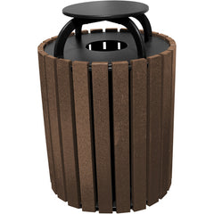 Trash Receptical Poly Rain Cap Round 49 Gal-Brown - Exact Industrial Supply