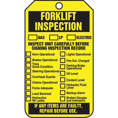 Forklift Tag, Forklift Inspection (Checklist)/Forklift Inspect, 25/Pk, Cardstock - First Tool & Supply