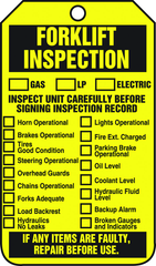 Forklift Tag, Forklift Inspection (Checklist)/Forklift Inspect, 25/Pk, Plastic - First Tool & Supply