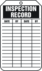 Inspection Record Tag, Inspection Record, 25/Pk, Plastic - First Tool & Supply