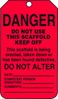Scaffold Tag, Danger Do Not Use This Scaffold Keep Off, 25/Pk, Plastic - First Tool & Supply