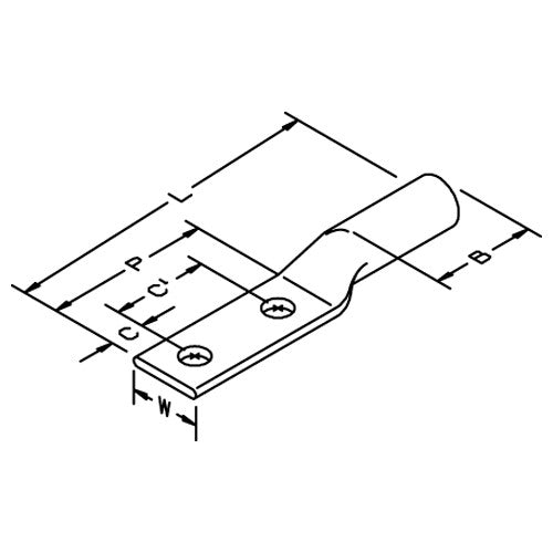 3M Scotchlok Copper Two Hole Long Barrel Lug 31122 up to 35 kV 4 AWG Gray - First Tool & Supply