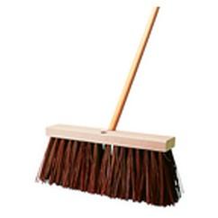 Street Broom, Hardwood Block, Palmyra Fill - Wide flared ends - Tapered handle holes - First Tool & Supply