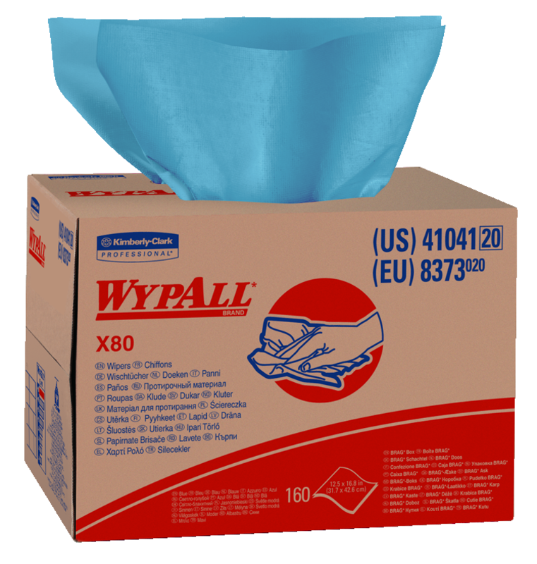 12.5 x 16.8'' - Package of 160 - WypAll X80 Brag Box - First Tool & Supply